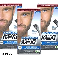 Just For Men - Barba y bigote- color tinte permanente con pincel- sin amoniaco- castaño medio M-35- 2 x 14 ml- gel…